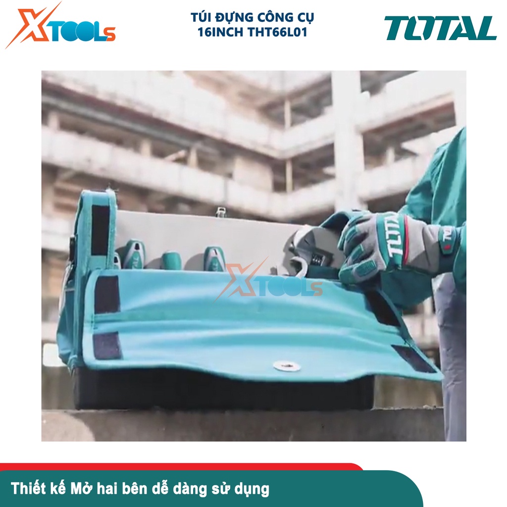 Túi đựng dụng cụ TOTAL THT66L01, giỏ đựng công cụ 16inch, thiết kế 14 ngăn, chất liệu 600D polyester- CHÍNH HÃNG- XTOOLS