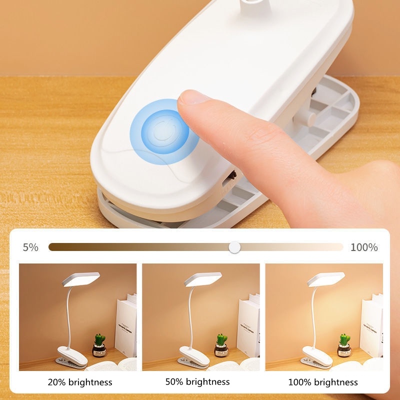Đèn bàn đọc sách LED có thể được kẹp lại và có thể sạc lại, thích hợp làm đèn ngủ phòng ngủ văn phòng sinh viên