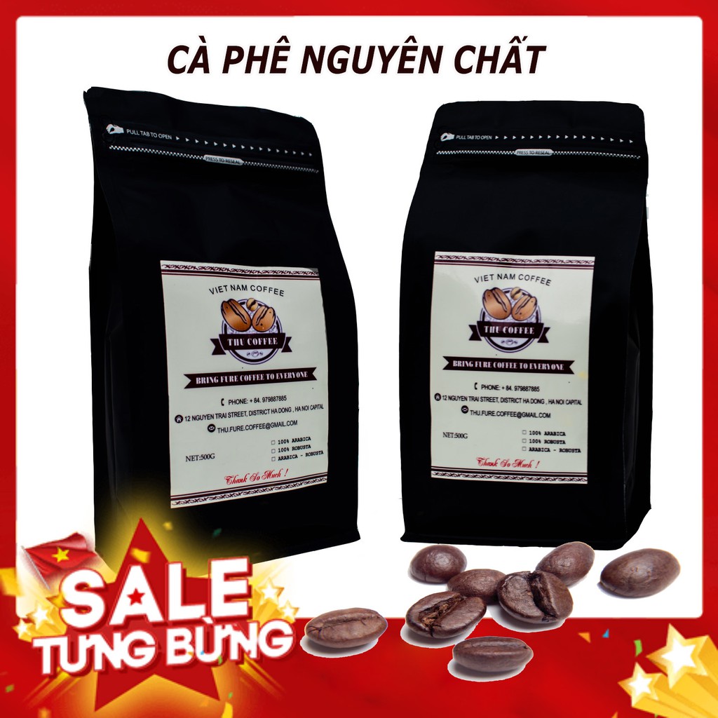 [ Rẻ nhất ]Cà phê Robusta nguyên chất  2 gói 500G= 1kg