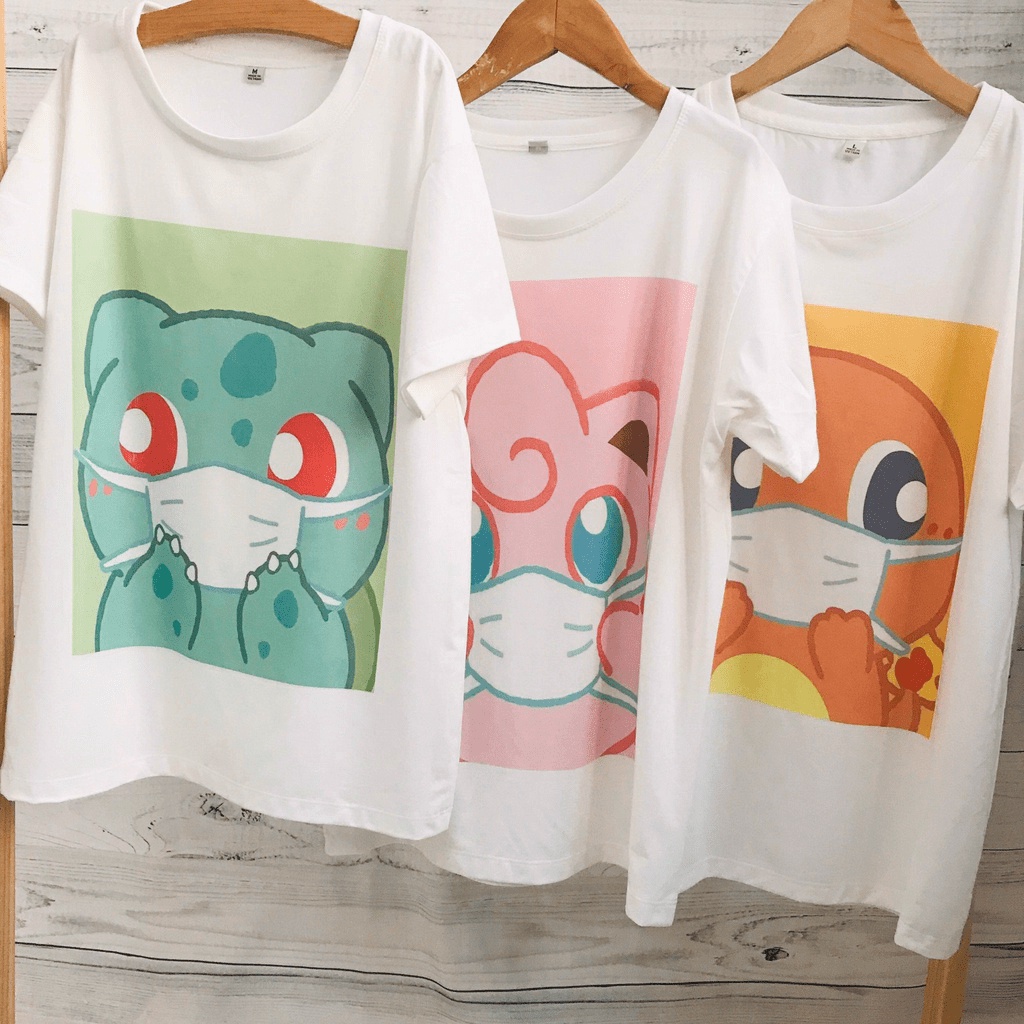 [nhiều mẫu lựa lựa] ÁO THUN HOẠT HÌNH DỄ THƯƠNG POKE TRẺ EM CHO CẢ GIA ĐÌNH AOMIVN V1812