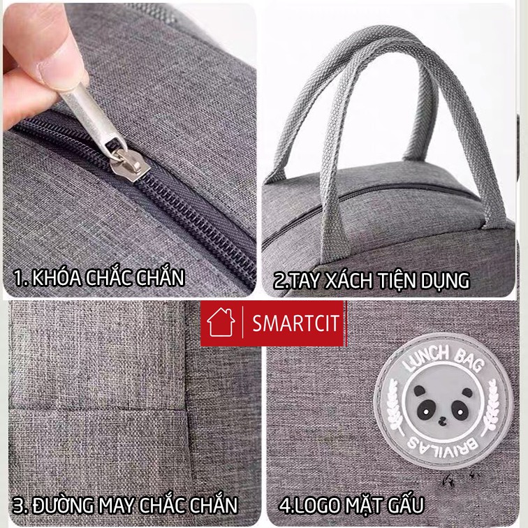 MẪU MỚI| Túi giữ nhiệt HÌNH GẤU có khóa kéo chắc chắn tiện lợi Smartcit T3B1
