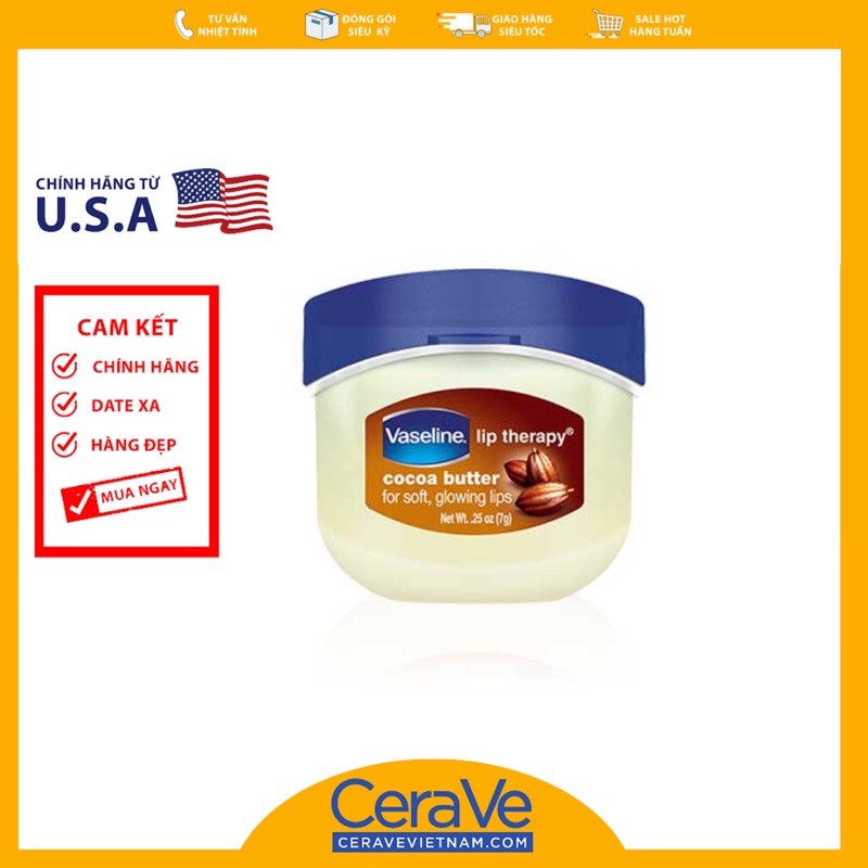 Sáp dưỡng ẩm Vaseline cocoa butter Lip Therapy 7g