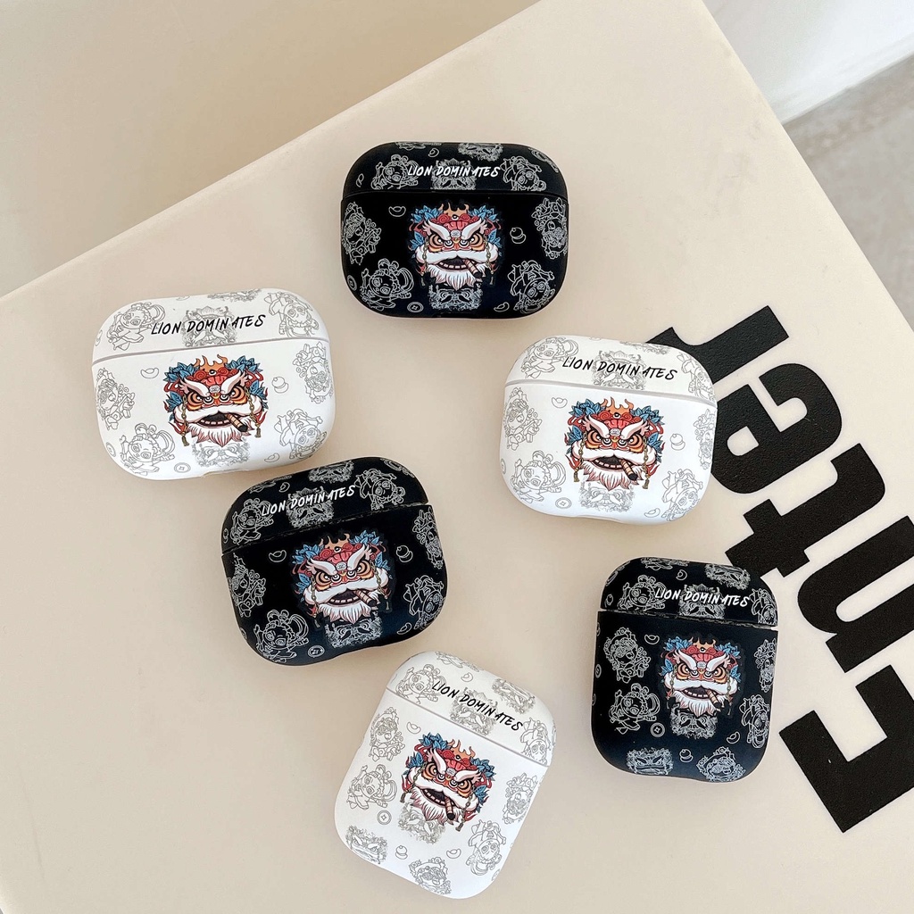Vỏ Bảo Vệ Hộp Sạc Tai Nghe Airpods 3 Pro AirPods3 Họa Tiết Đầu Sư Tử Nhảy Kiểu Trung Hoa 2021 Dễ Thương Ốp
