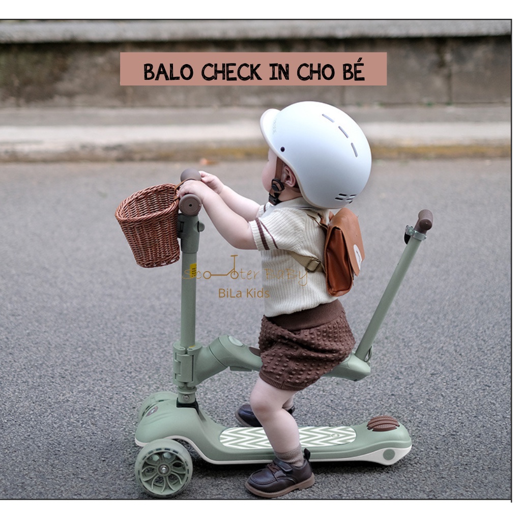 Giỏ xe cho bé bằng mây BILA KIDS lắp các loại xe chòi chân, trượt scooter, xe đạp, scoot and ride