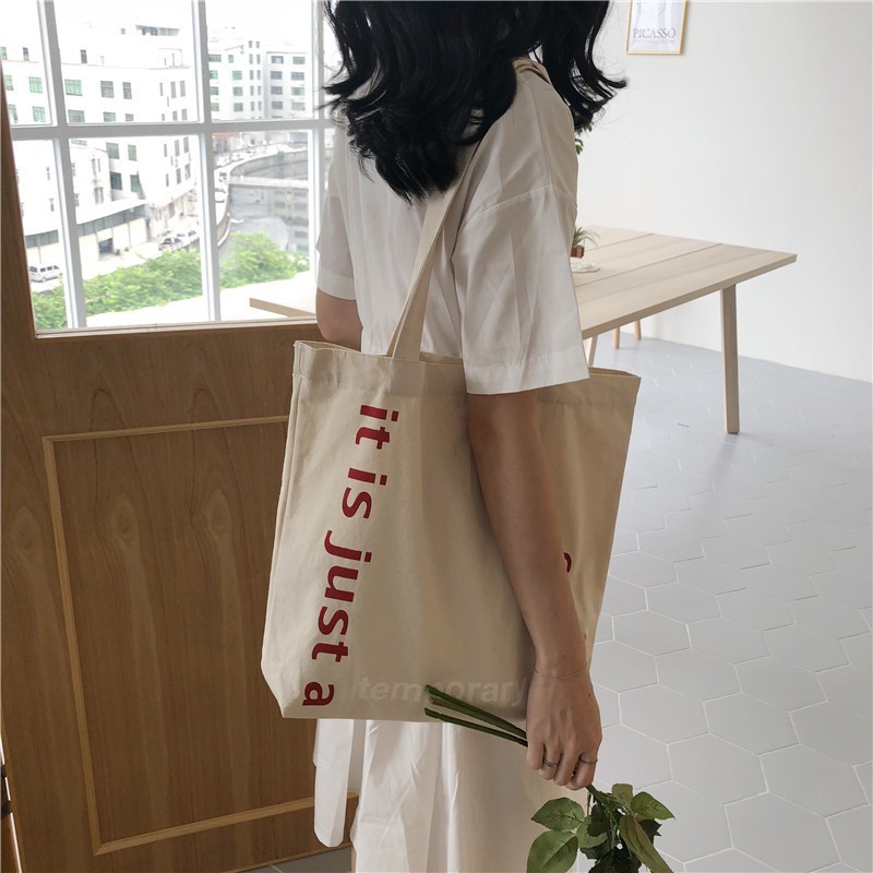 [Xả kho cắt lỗ] Túi tote vải bố đựng đồ canvas đeo vai Hazin cho nữ,đi học,đi làm temporary HZ 49
