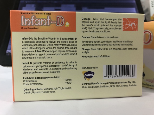 Infant-D (Chính hãng) Úc- Bổ sung Vitamin D3 giúp xương và răng chắc khoẻ