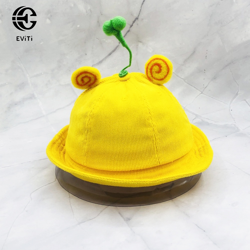 Mũ vành - Nón Bucket  mầm cây tai xoáy.Mũ kaki nhung siêu cute dành cho bé