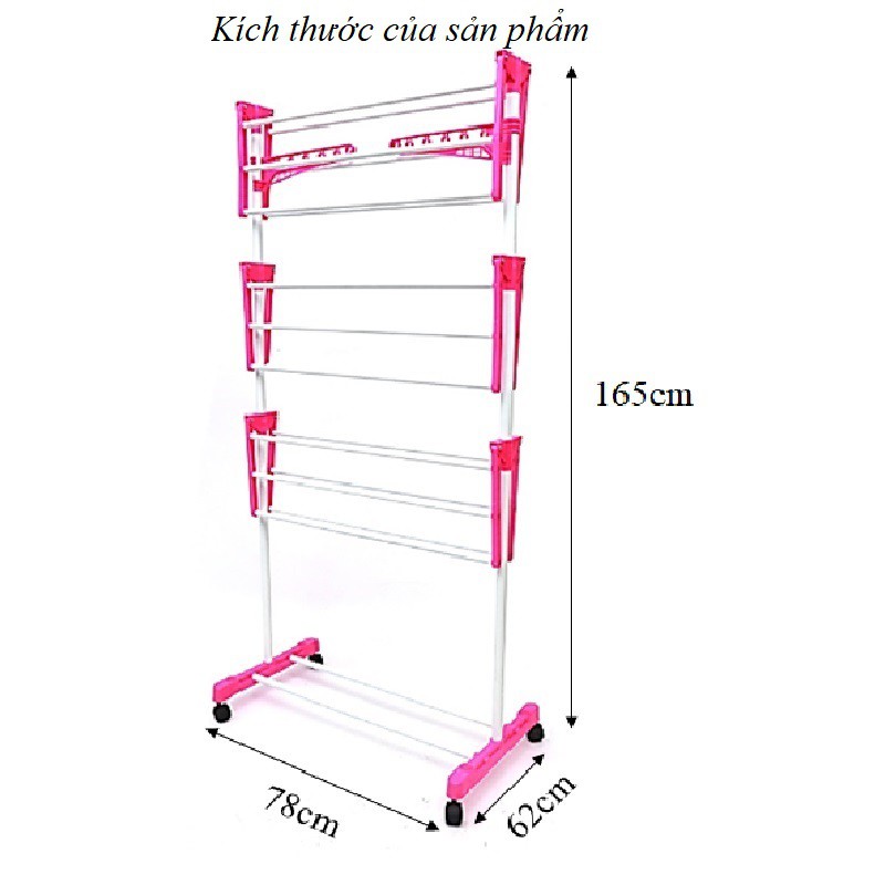 Giá phơi quần áo có thể gập 3 tầng Giá treo quần áo (Hỗ trợ gấp đôi)