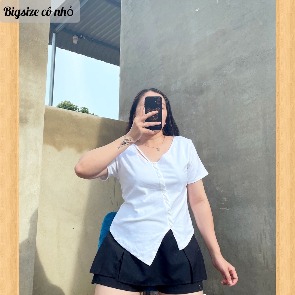 Áo Thun Kiểu Bigsize Nút Xéo Lên Phom Dễ Thương Che Bụng Cực Tốt MÃ A35