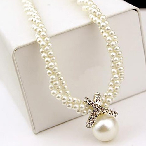 Vòng cổ mặt ngọc trai nhân tạo thời trang cho nữ