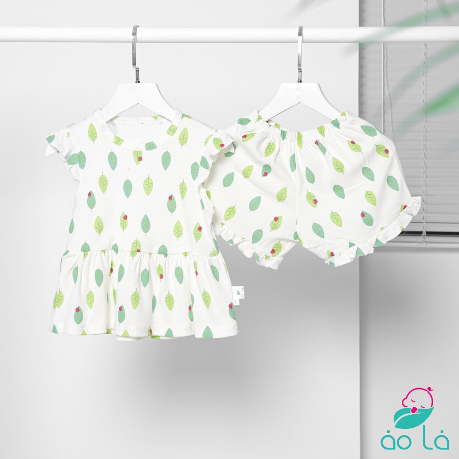 Bộ bé gái mùa hè hai dây cánh tiên vải bozip co giãn hình hoa nhí BOZG22 Áo Lá Homewear