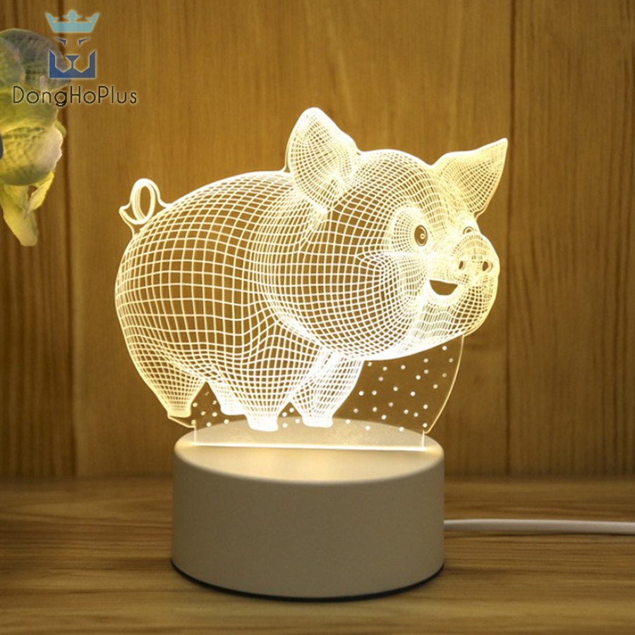 Đèn Ngủ Led 3D Trang Trí Decor 3 Màu Đèn Loại Phích Cắm, quà tặng độc đáo