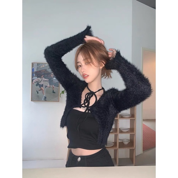 Set len quây yếm & choàng lông tag cài