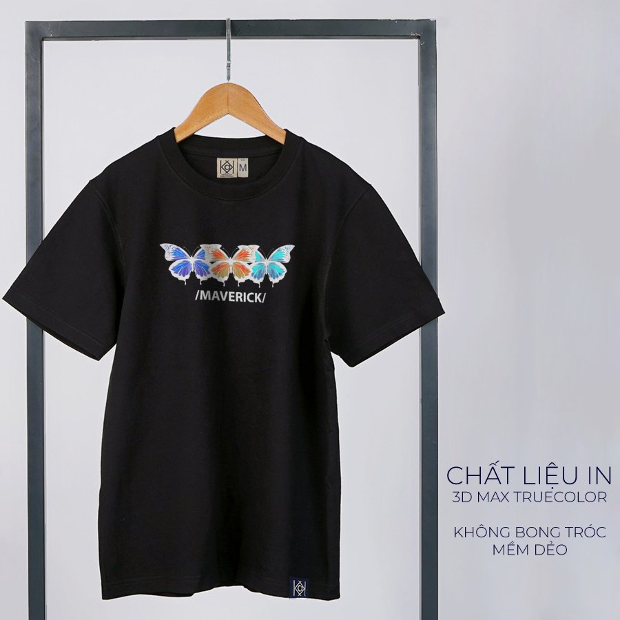 Áo Thun Phông Unisex In Hình Hiệu Ứng Cánh Bươm Bướm Full Tag Oversize Tay Lỡ MVR KK3736