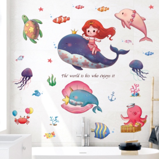 Decal trang trí tường - Nàng tiên cá dưới đại dương