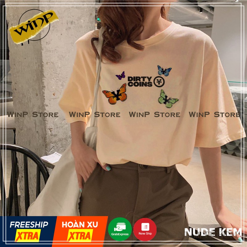 [Áo Cotton Tay Lỡ Ảnh + Clip Thật Của Shop] Áo thun tay lỡ form unisex cho nam,nữ hình Bướm Coin Cực Chất | BigBuy360 - bigbuy360.vn