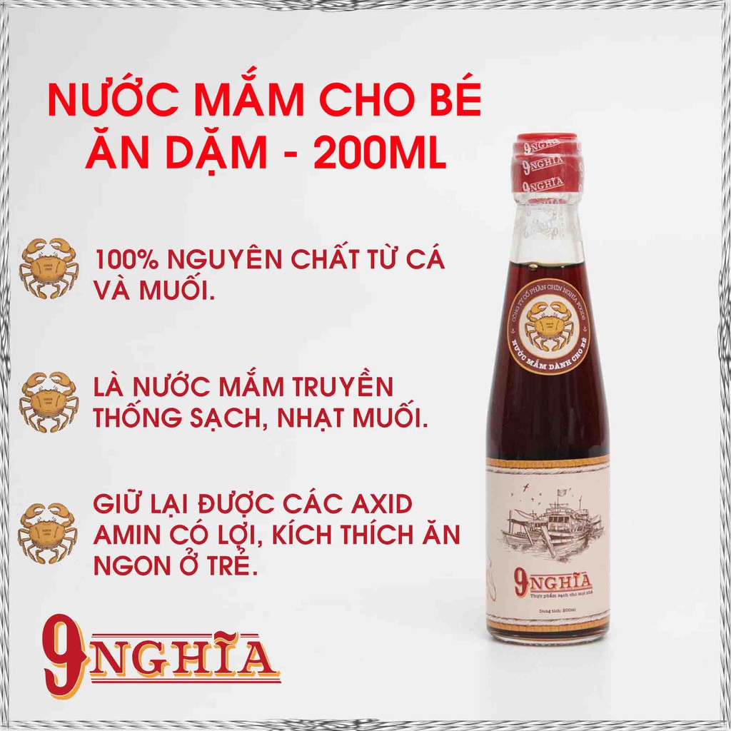 Nước mắm dành cho em bé ăn dặm 200ml 9-NGHĨA Phú Quốc | Gia vị ăn dặm dành cho bé từ 6 tháng | NÔNG TRẠI HOMEE