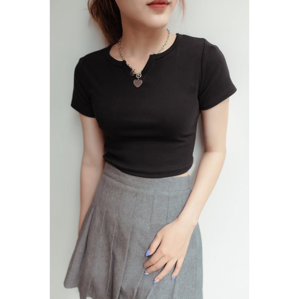 [Miều Fashionista] Áo croptop tay ngắn Anna Color