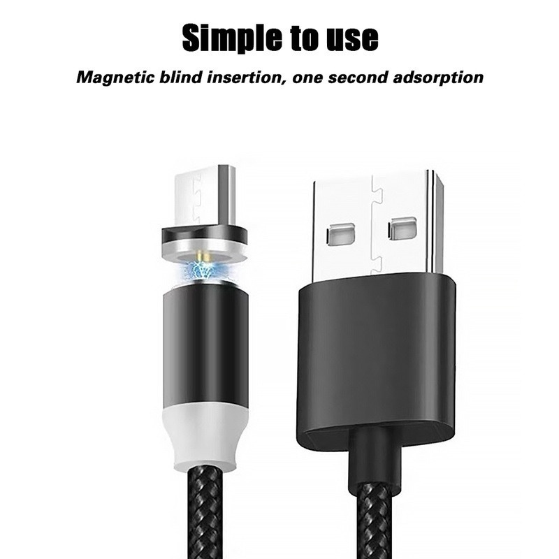 360 ° Dây Cáp Sạc Nhanh Đầu Tròn Hít Nam Châm Tự Động Dùng Cho Micro Usb Type C IPhone Android Điện Thoại