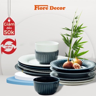 Bộ bát đĩa sứ cao cấp xuất Âu 12 món có hộp đẹp làm quà tặng tân gia và quà cưới fiore