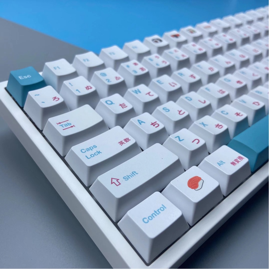 Keycap Sushi tiếng Nhật Nút bàn phím cơ không dây Cherry profile PBT 130 phím Adapts To 104/68/87/980 mechanical keyboards
