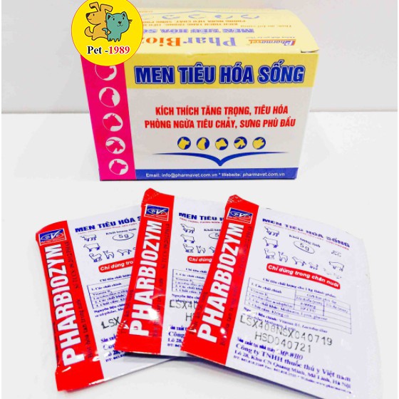 Men tiêu hóa sống Pharbiozym gói 5g cho chó mèo Pet1989