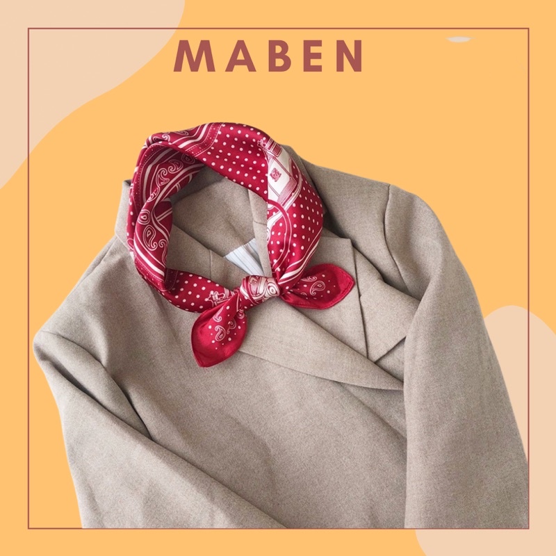 Khăn lụa in hình cỗ xe ngựa size 55x55cm - Maben