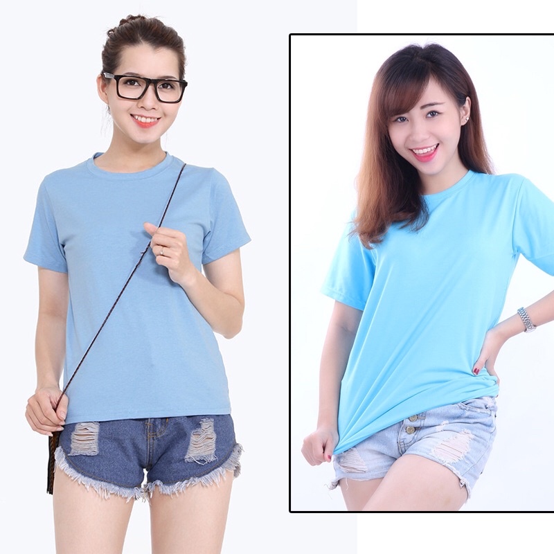 Áo thun trơn cổ tròn hàng may tại xưởng