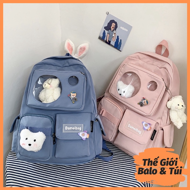 Balo cặp ulzzang basic nữ thời trang ( ko kèm gấu)đi học đi chơi du lịch giá rẻ vừa laptop canvas CHỐNG NƯỚC | thegioiba