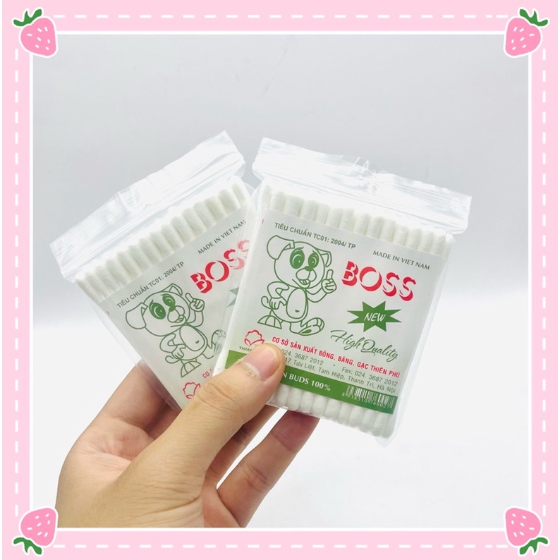 Bông Ngoái Tai Boss Kháng Khuẩn Cho Gia Đình ( 50 que)