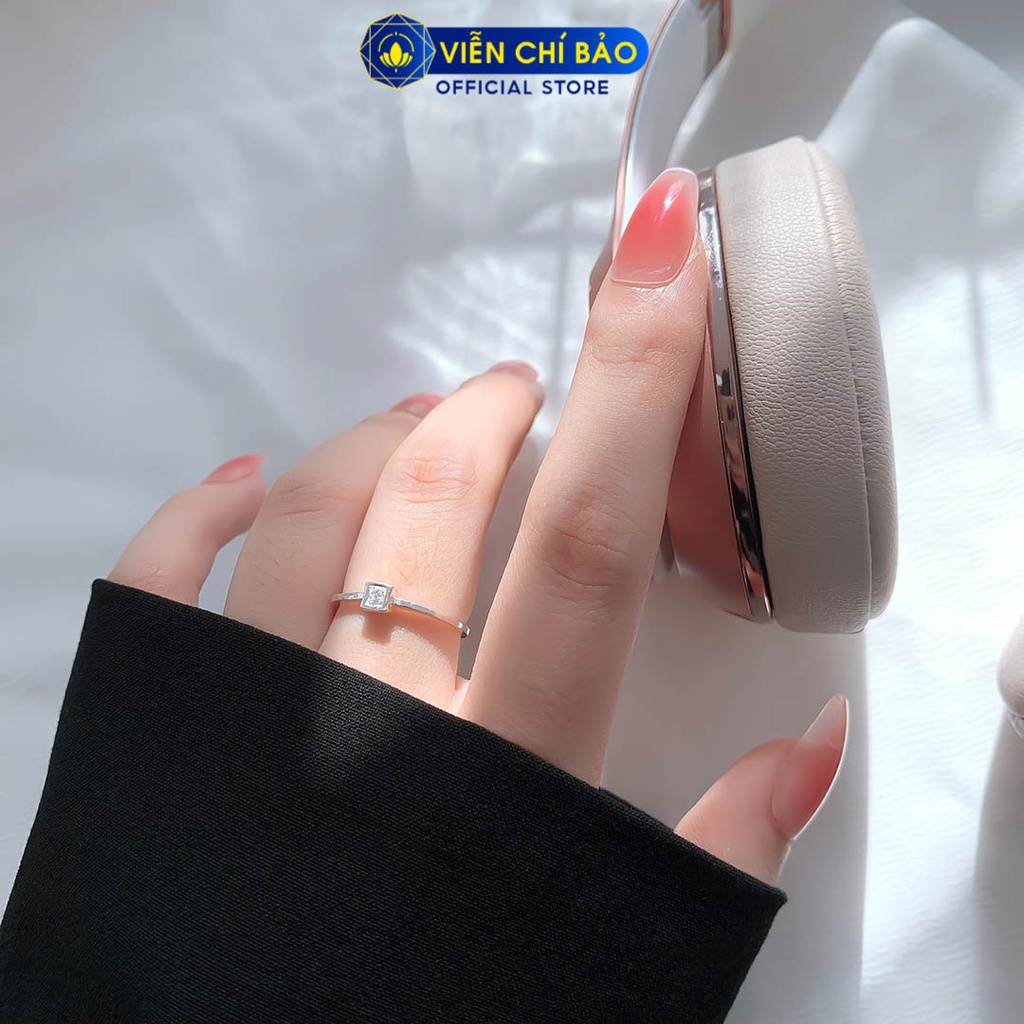 Nhẫn bạc nữ hình vuông đá trắng chất liệu bạc 925 thời trang phụ kiện trang sức Viễn Chí bảo N400873