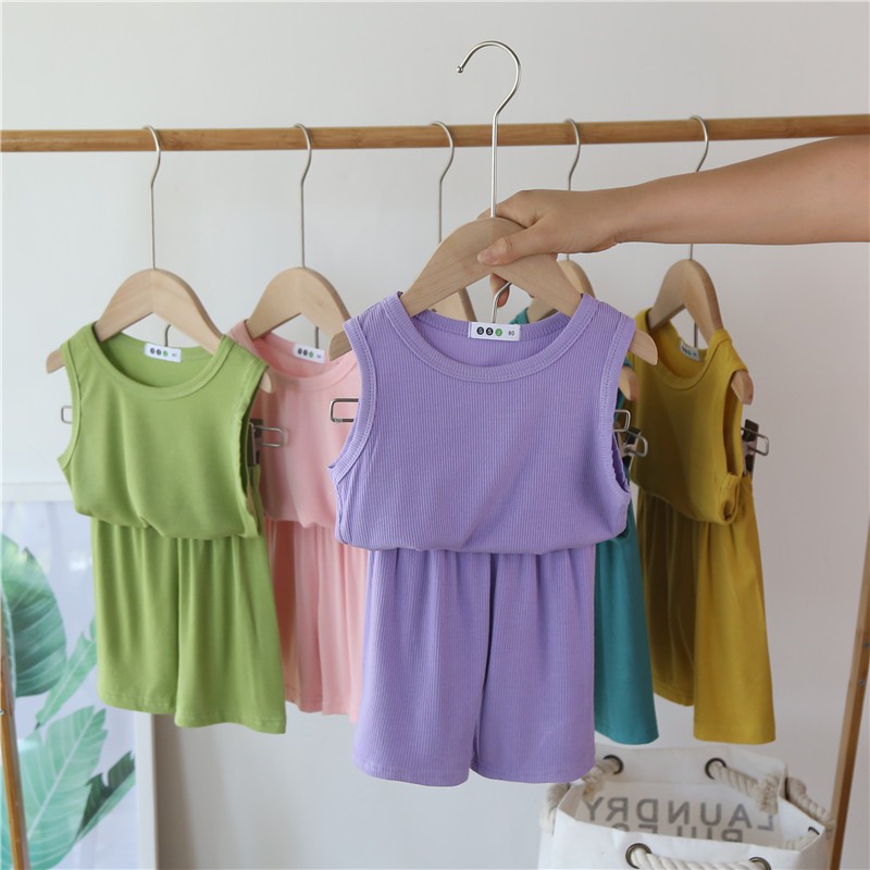 Set Áo Thun Không Tay + Quần Short Thời Trang Cho Bé