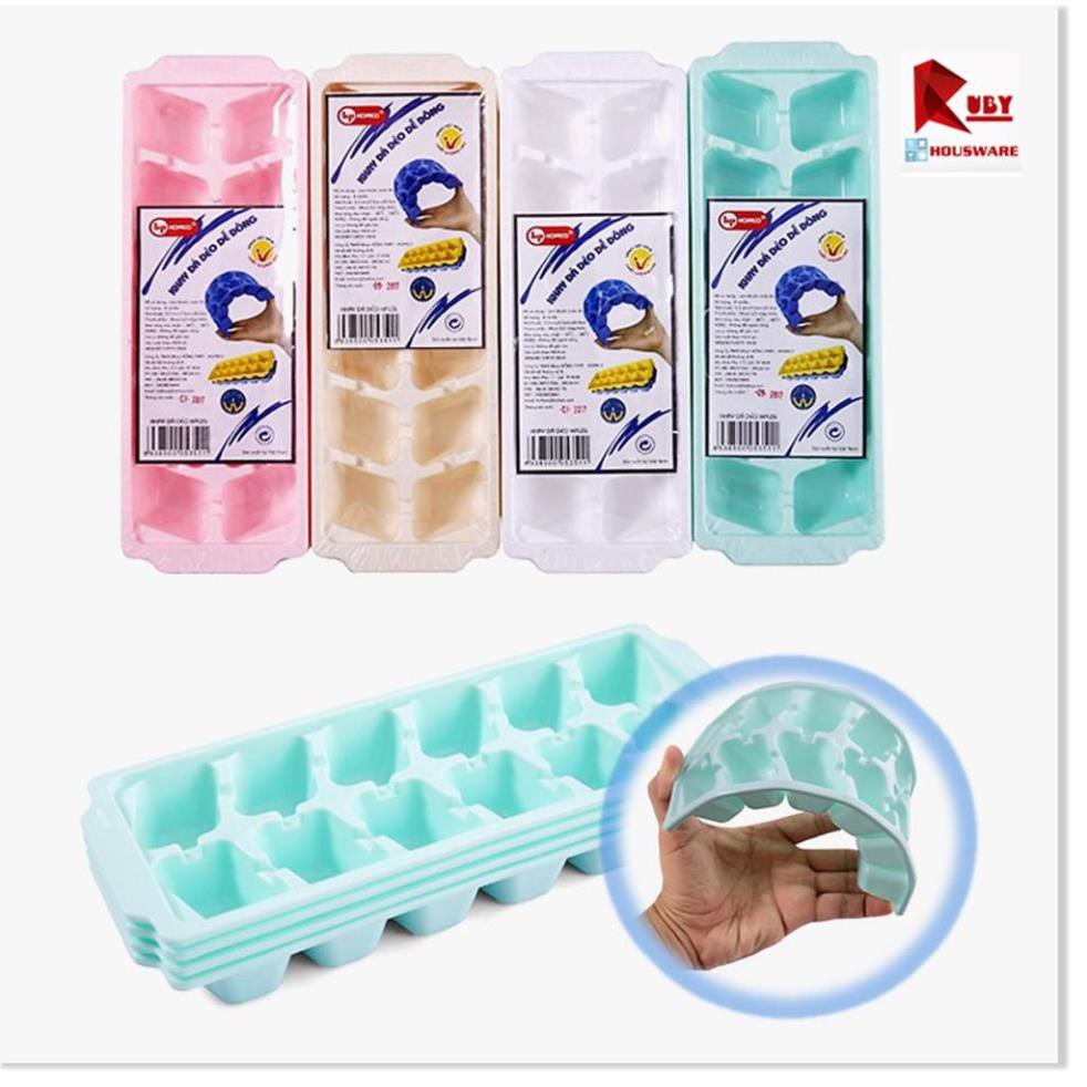 Combo 4 Khay Làm Rau Câu Làm Đá Nhựa Dẻo Mau Đông Tiện Ích