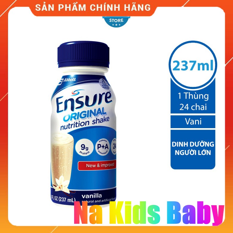 Thùng 24 chai Sữa Ensure nước Original Vani 237ml chính hãng date 11/2022