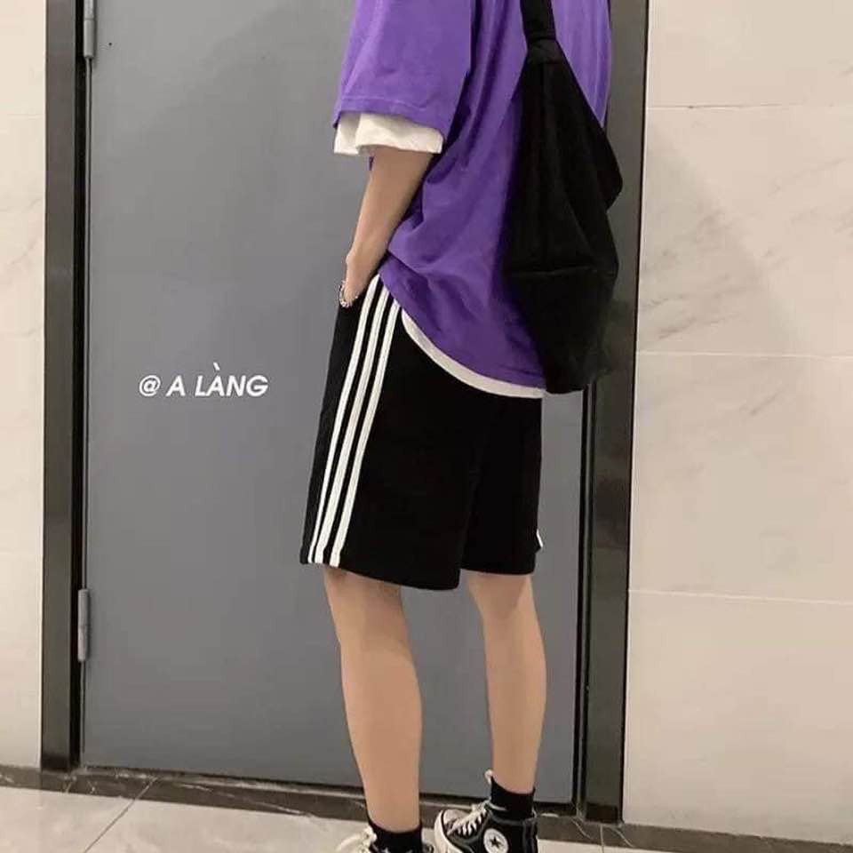 [GIÁ HUỶ DIỆT]  Quần thể thao đùi 3 sọc- Quần ngố 3 sọc rẻ- Quần thể thao unisex Uzzlang (có ảnh thật)