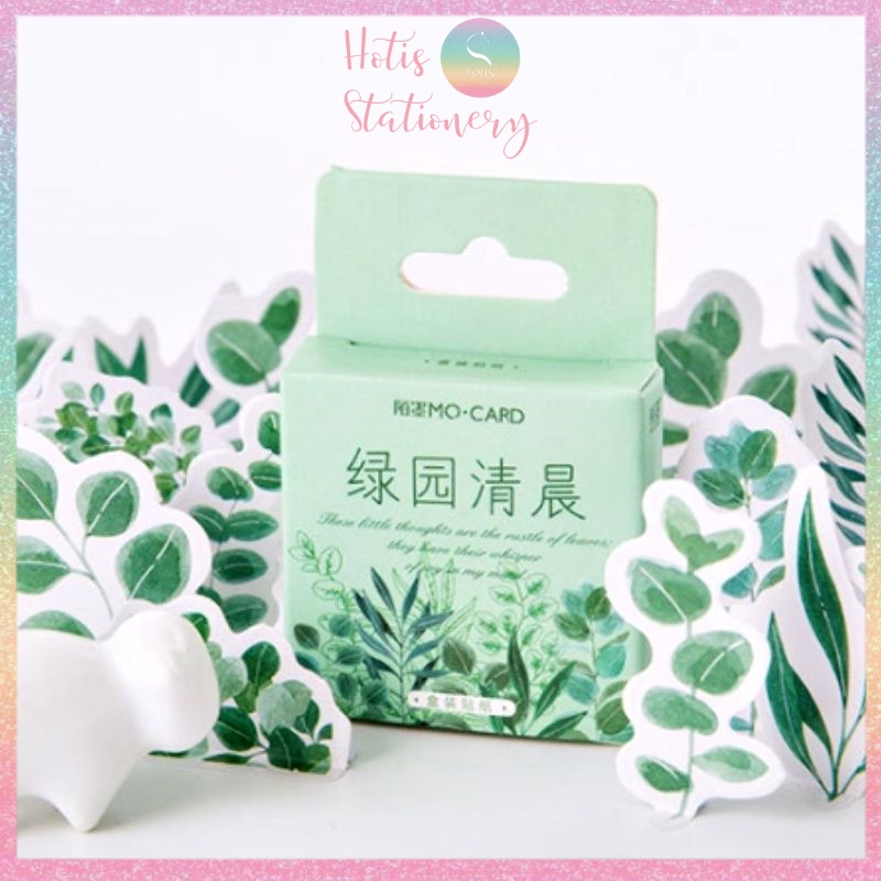 [HOTIS] Sticker hình cây xanh, hoa lá trang trí sổ DIY - Hộp 45 hình dán