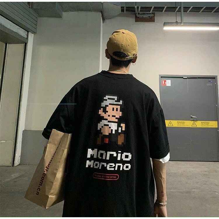 Áo Phông Unisex Hình Marioo, Plane, Tôm, Tay Lỡ Dáng Rộng, Chất Liệu Thun Dày Mịn Thoáng Mát, Hàng Shop Bao Đẹp