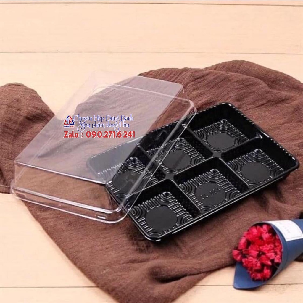 50c Hộp HT530 đựng 6 bánh trung thu 75g - bánh dứa - mochi, trứng muối tan chảy