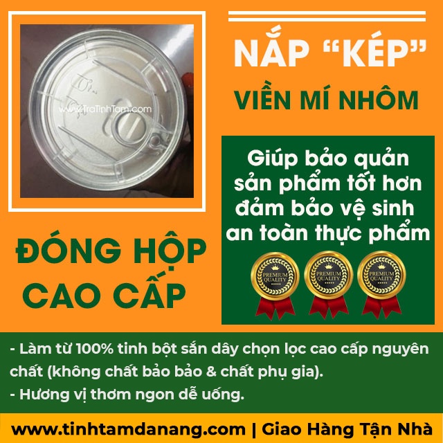 Bột sắn dây ta nguyên chất Tịnh Tâm hộp 500gr, tinh bột sắn dây cao cấp Phủ Quỳ đặc sản Nghệ An làm quà