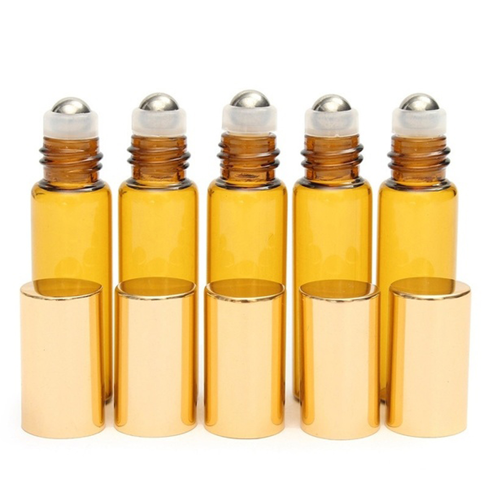 (Hàng Mới Về) Set 10 Lọ Thủy Tinh Rỗng Chiết Mỹ Phẩm 5 / 10ml Có Con Lăn Tiện Dụng
