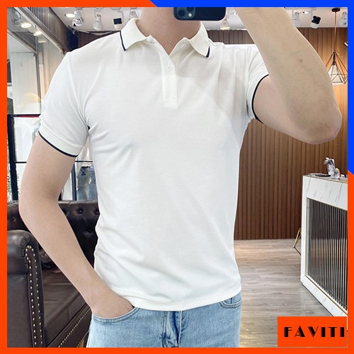 Áo polo nam đẹp trơn áo phông thun chất cotton đẹp có cổ hàng cao cấp nhiều màu FAVITI AT02