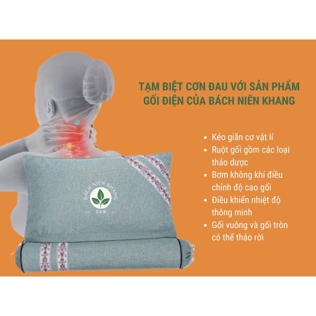 Gối 18 loại thảo dược cắm điện Bách Niên Khang tạo cảm giác thư thái