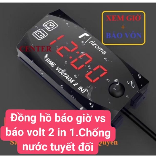 Đồng hồ báo "giờ vs báo volt " 2 in 1 Chống nước tuyết đối