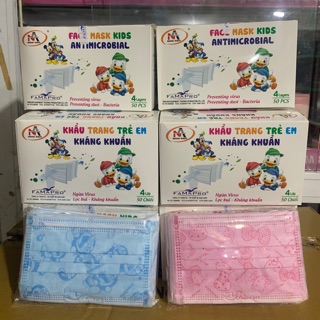 Khẩu trang trẻ em kháng khuẩn Famapro 4 lớp (1 hộp 50 cái)