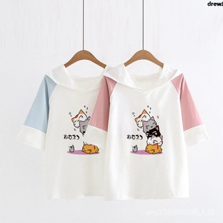 Áo Hoodie Cotton Mùa Hè Ngọt Ngào Cho Nữ SinhÁo Thun Có Mũ Trùm Đầu Mềm Mại Xinh Xắn Cho Các Bạn Gái