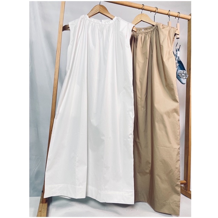 Đầm dáng dài váy trắng tiểu thư Jiajia chất cotton hàng hiệu xuất chuẩn