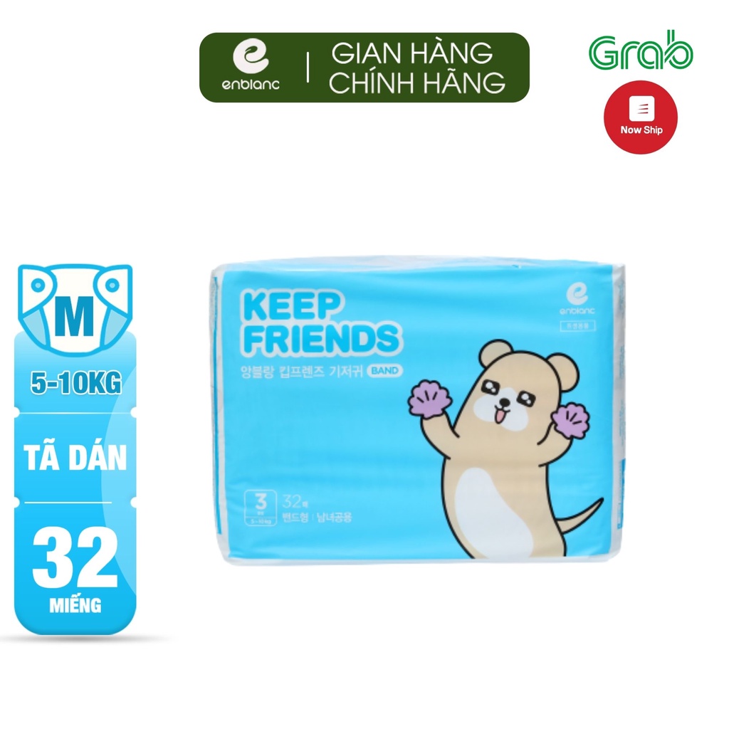 Combo 4 Tã Bỉm dán ENBLANC KEEP FRIENDS Nội Địa Hàn Quốc Size M32 Siêu Thấm Hút, Thoáng Mát