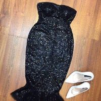 Đầm body kim sa phối lưới