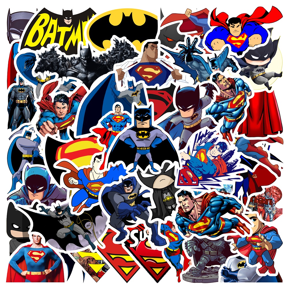 Bộ 10/45 Miếng Dán Hình Siêu Anh Hùng Batman VS Superman Chống Thấm Nước