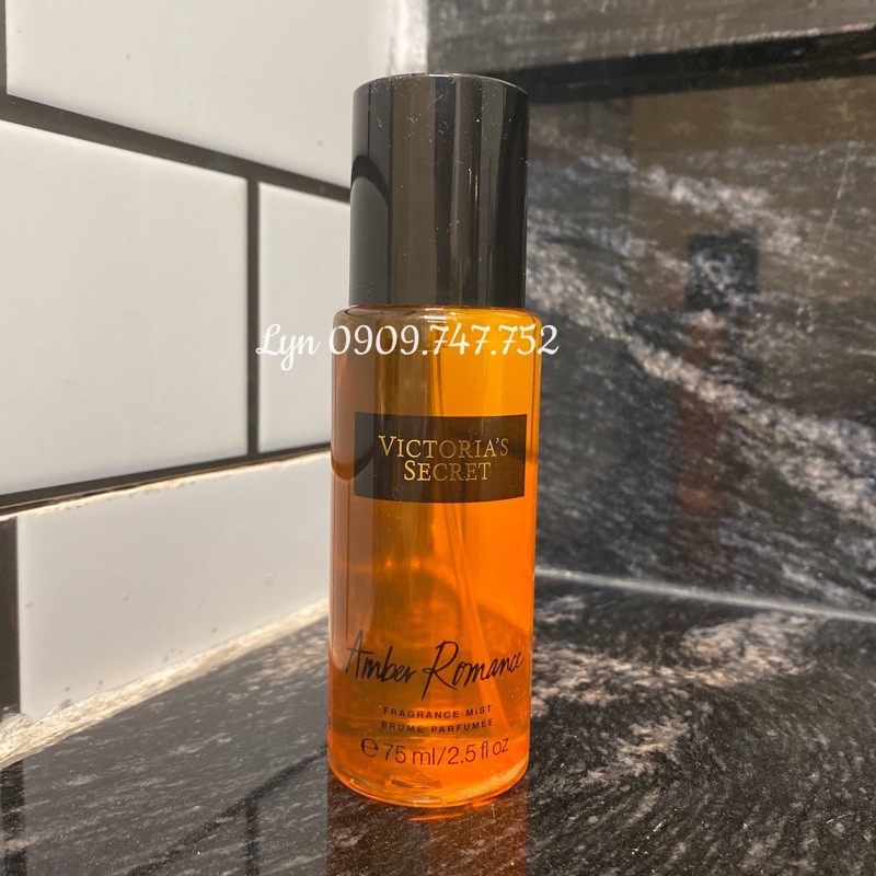 Nước Hoa Xịt Toàn Thân Victoria’s Secret Travelsize 75ml - Amber Romance Body Mist Vic - VS Minisize